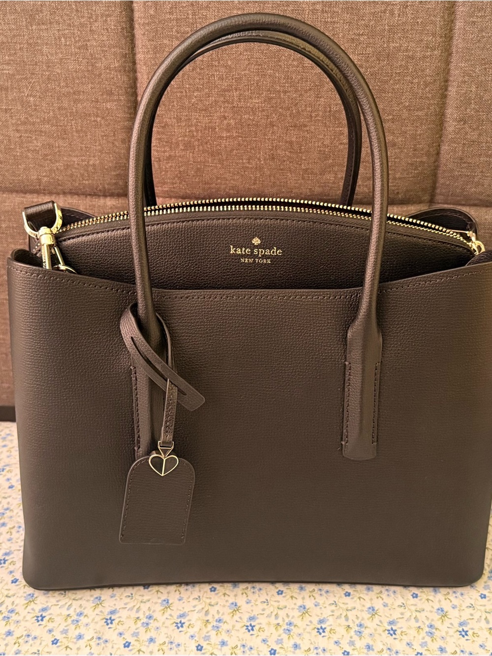kate spade Black Leather Tote with Gold Hardware